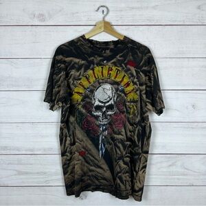 Affliction Locked & Loaded Skull Grunge T-Shirt Large